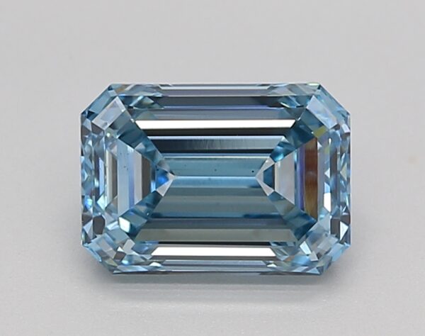 1.57 LGD Carat  FANCY INTENSE BLUE Color VS1 EMERALD Shape IGI